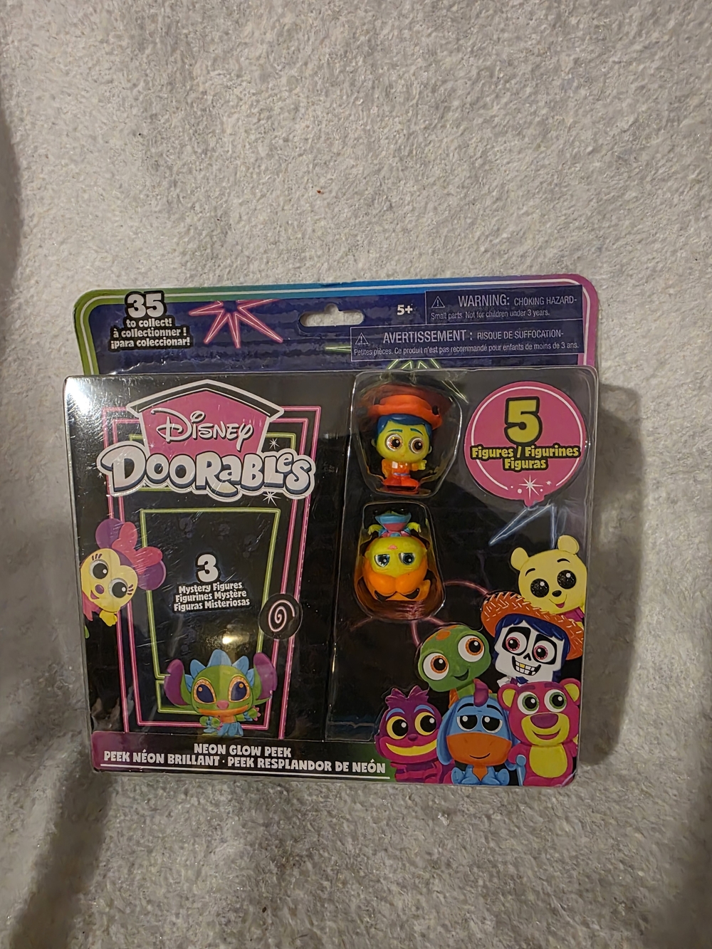 Disney Doorables 5 Piece Set - Neon Glow Peek, Multicolor